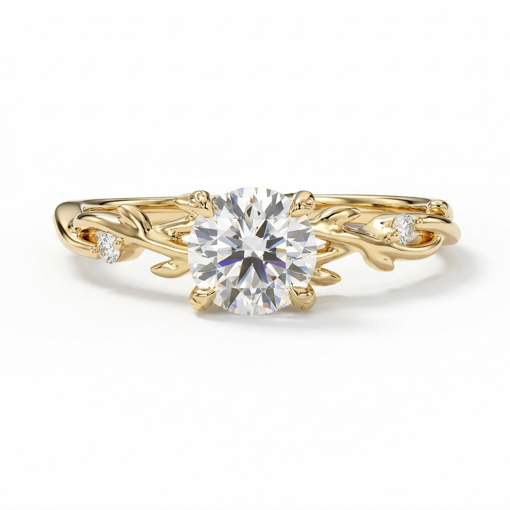 2.06CT Round Cut VVS Moissanite S925 Silver Engagement Ring