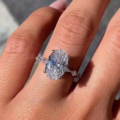 3.8CT Oval & Marquise Cut VVS Moissante S925 Silver Engagement Ring