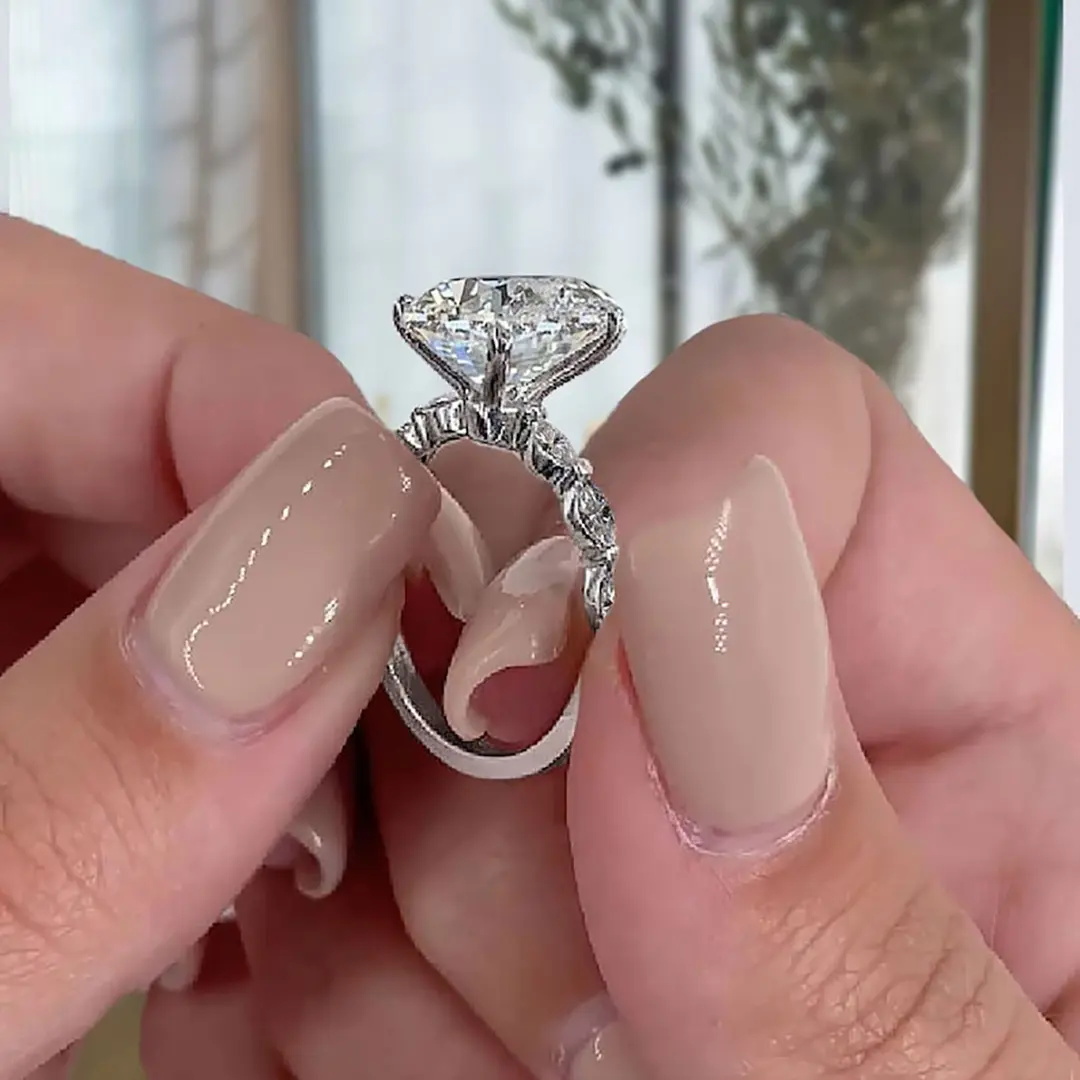 3.8CT Oval & Marquise Cut VVS Moissanite S925 Silver Engagement Ring