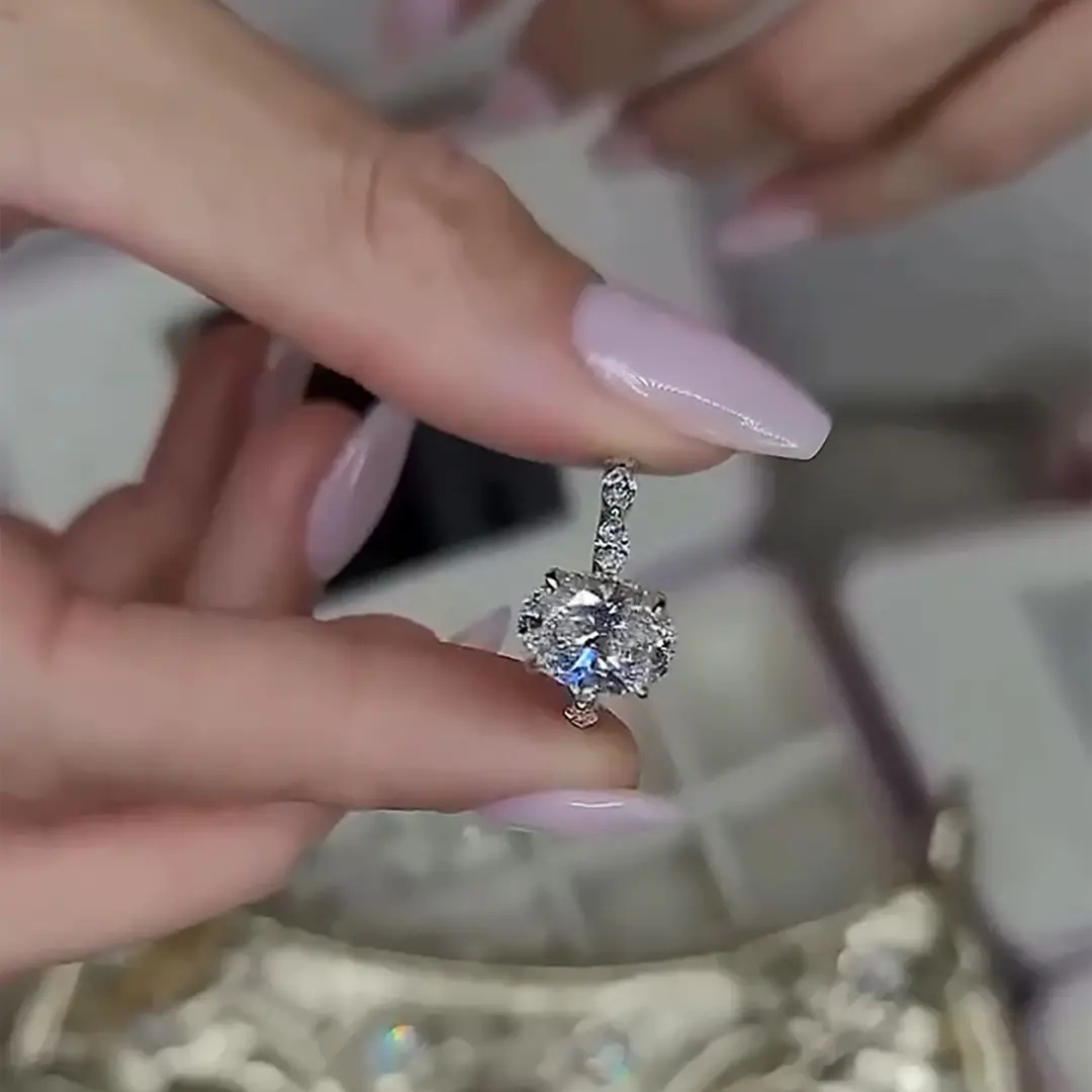 3.8CT Oval & Marquise Cut VVS Moissanite S925 Silver Engagement Ring