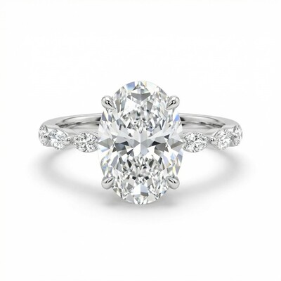 3.8CT Oval & Marquise Cut VVS Moissanite S925 Silver Engagement Ring 3.8CT Oval & Marquise Cut VVS Moissanite S925 Silver Engagement Ring