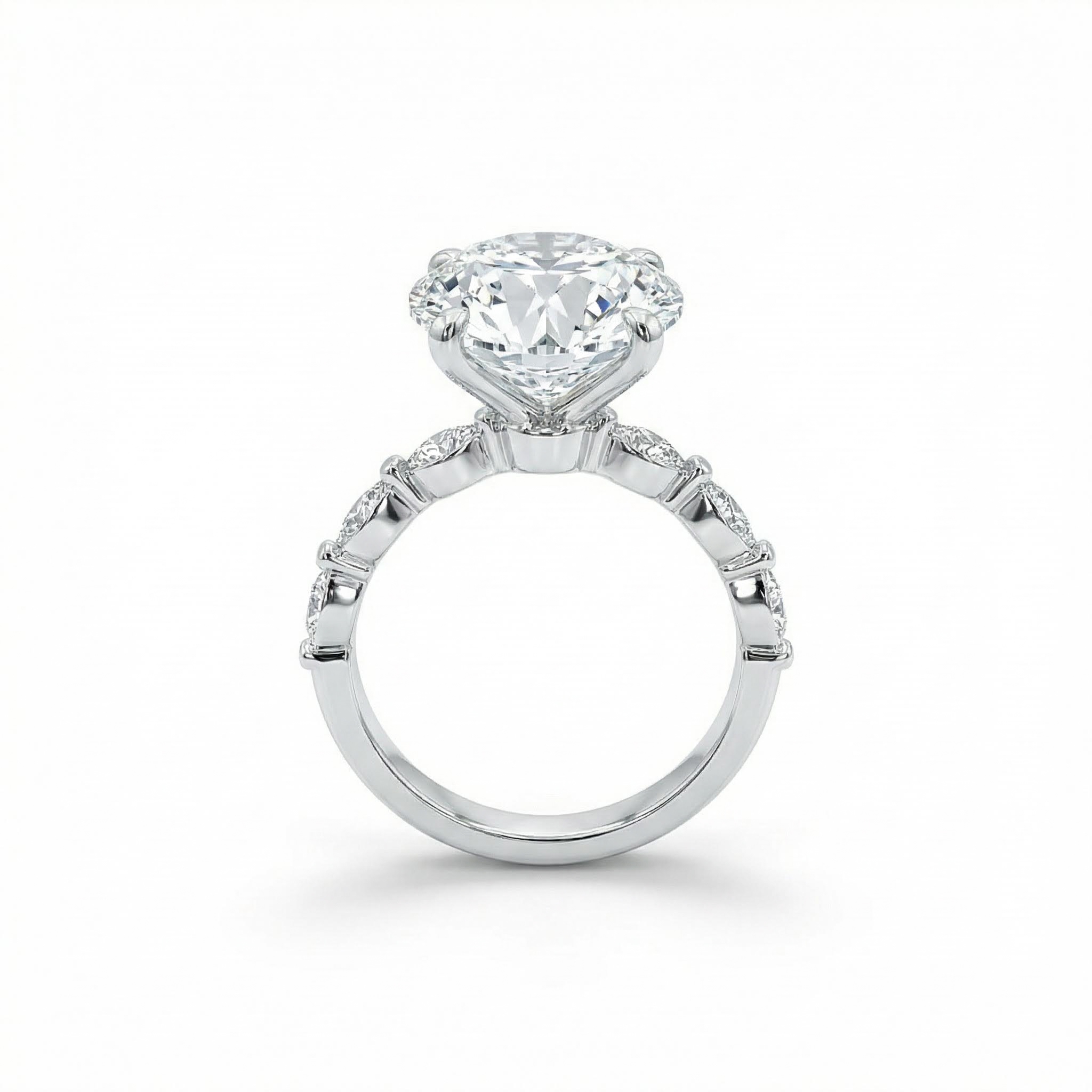 3.8CT Oval & Marquise Cut VVS Moissanite S925 Silver Engagement Ring