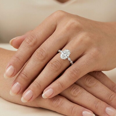 3.8CT Oval & Marquise Cut VVS Moissanite S925 Silver Engagement Ring