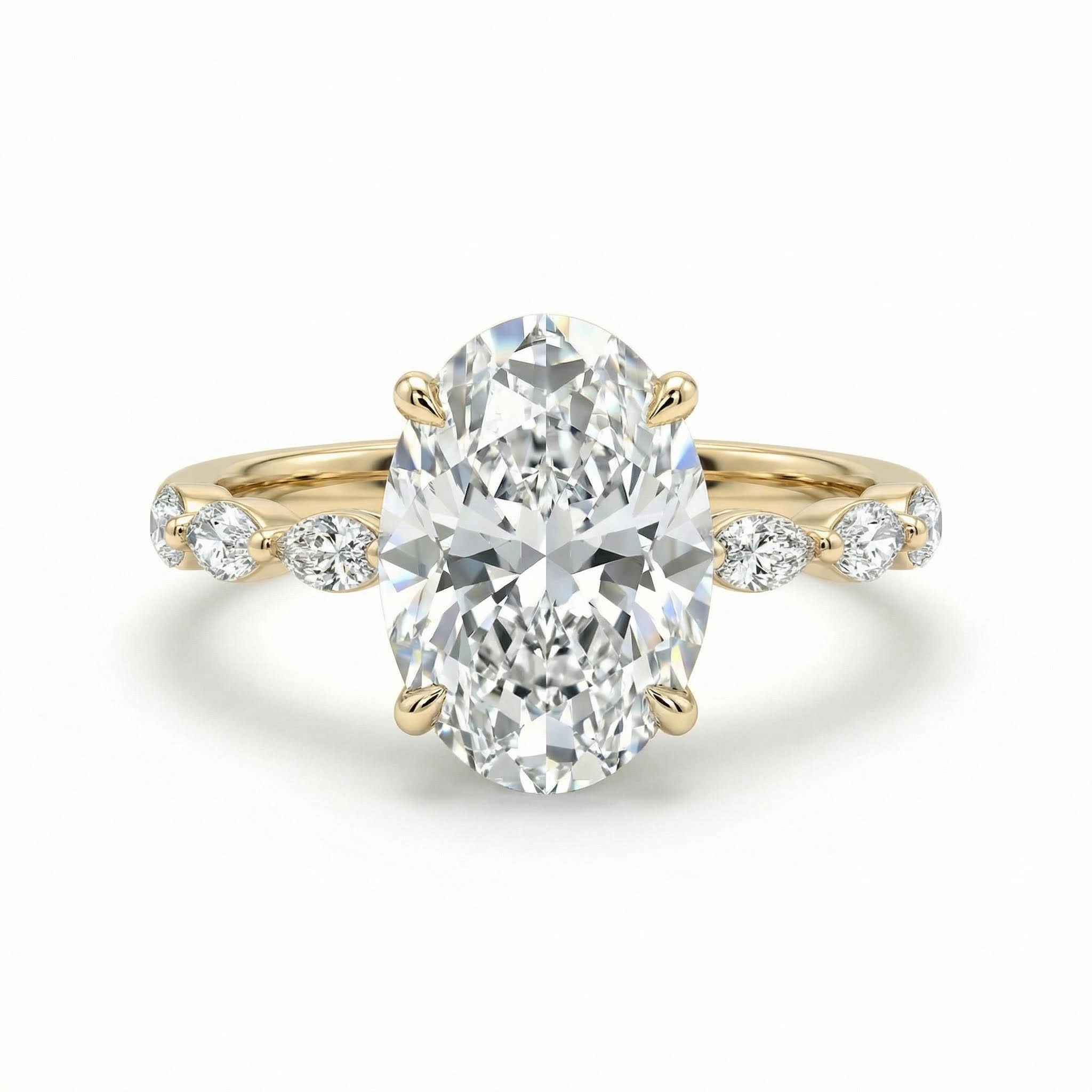 3.8CT Oval & Marquise Cut VVS Moissanite S925 Silver Engagement Ring