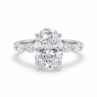 6.42ct. tw. Oval & Marquise Cut VVS Moissanite S925 Silver Engagement Ring