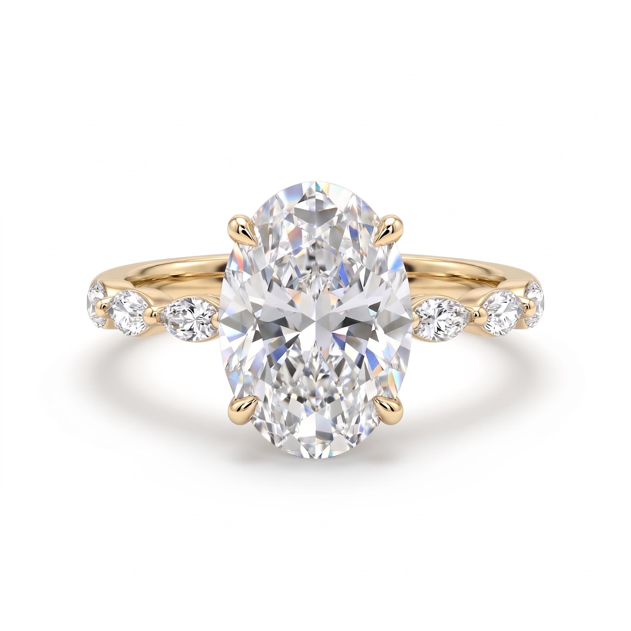 6.42ct. tw. Oval & Marquise Cut VVS Moissanite S925 Silver Engagement Ring 6.42ct. tw. Oval & Marquise Cut VVS Moissanite S925 Silver Engagement Ring