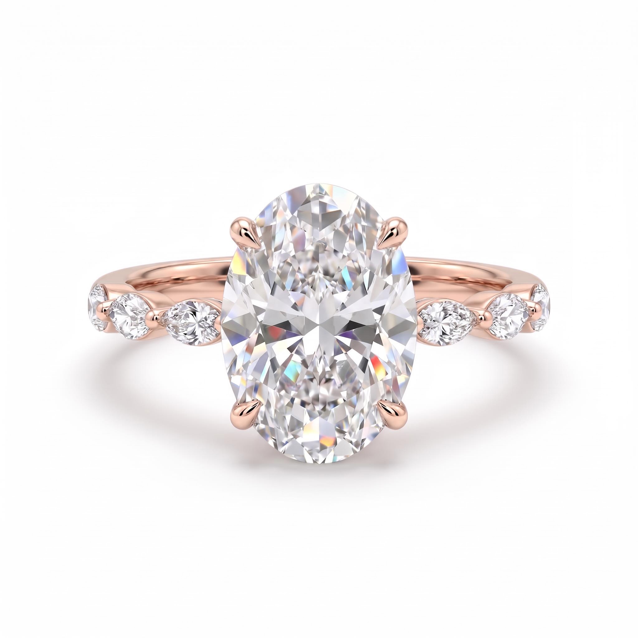 6.42ct. tw. Oval & Marquise Cut VVS Moissanite S925 Silver Engagement Ring 6.42ct. tw. Oval & Marquise Cut VVS Moissanite S925 Silver Engagement Ring