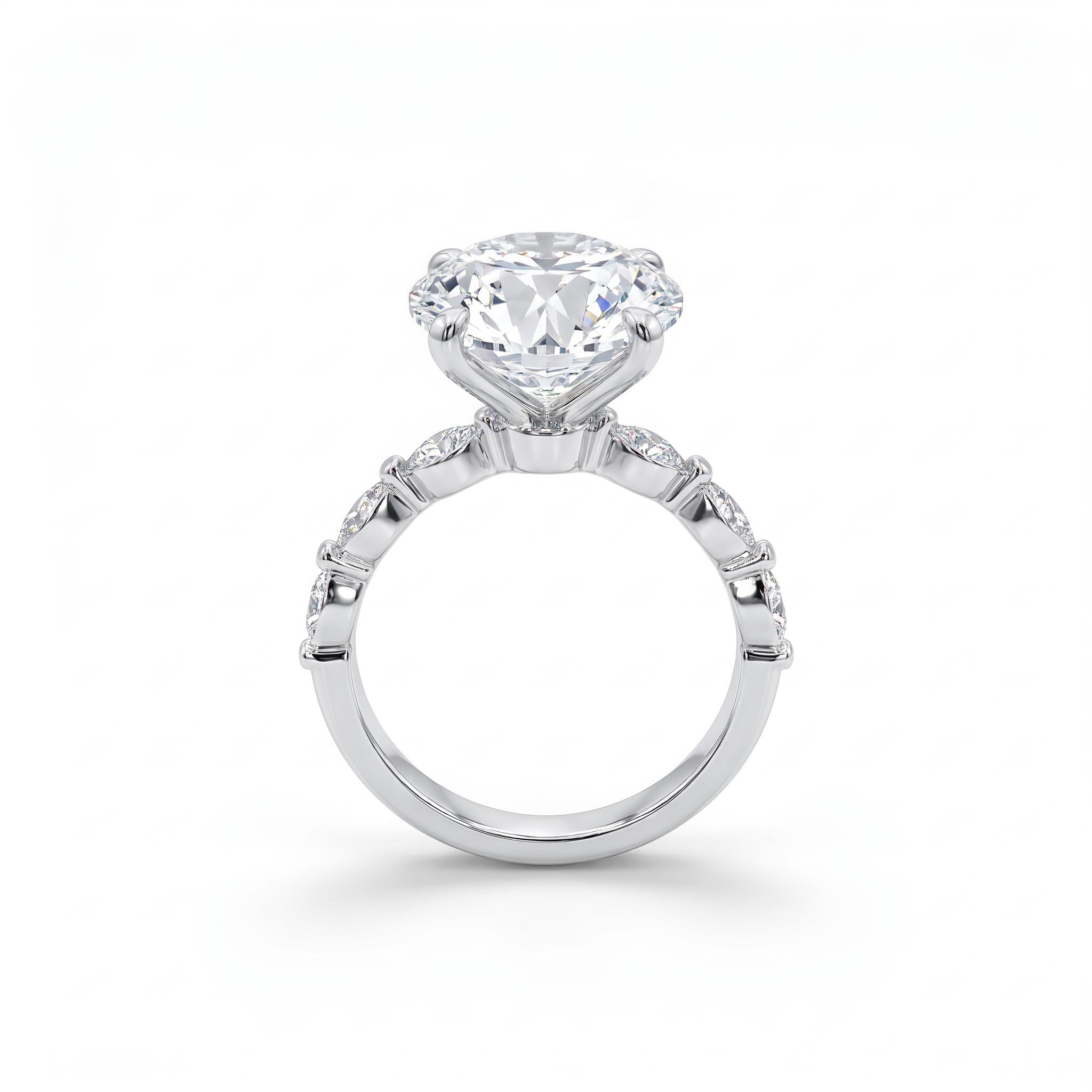 6.42ct. tw. Oval & Marquise Cut VVS Moissanite S925 Silver Engagement Ring 6.42ct. tw. Oval & Marquise Cut VVS Moissanite S925 Silver Engagement Ring