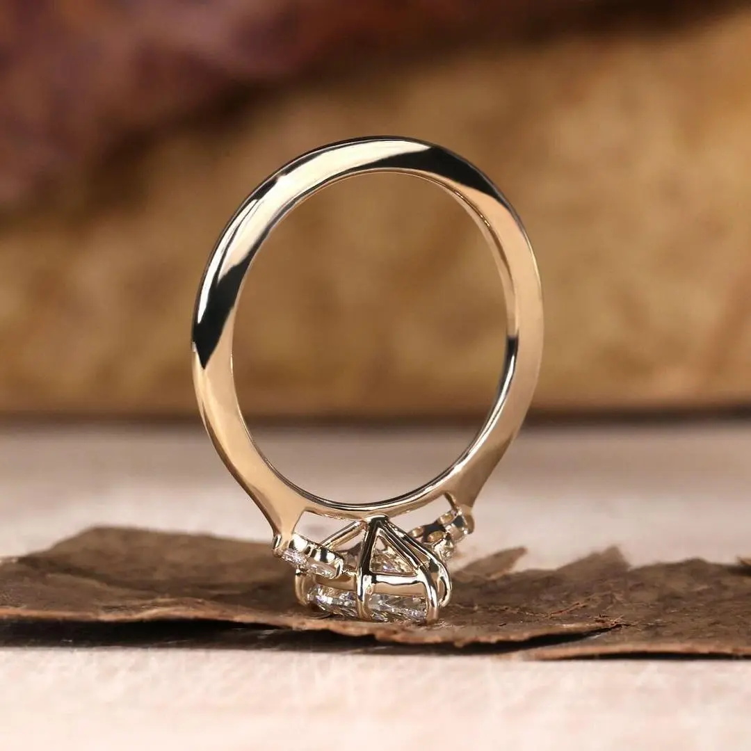 2.15CT Pear & Round Cut  VVS Moissanite S925 Silver Engagement Ring