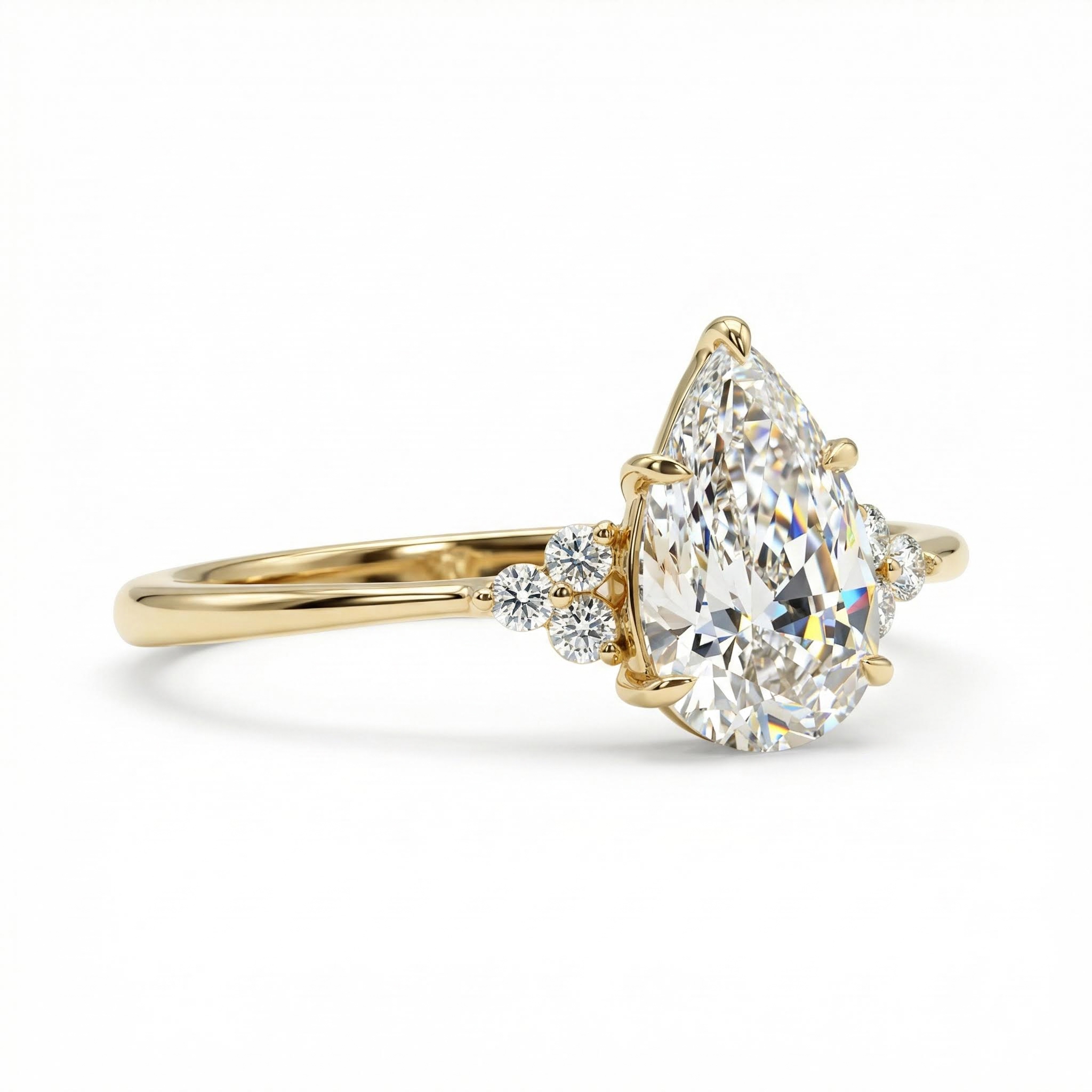 2.15CT Pear & Round Cut VVS Moissanite S925 Silver Engagement Ring 2.15CT Pear & Round Cut VVS Moissanite S925 Silver Engagement Ring