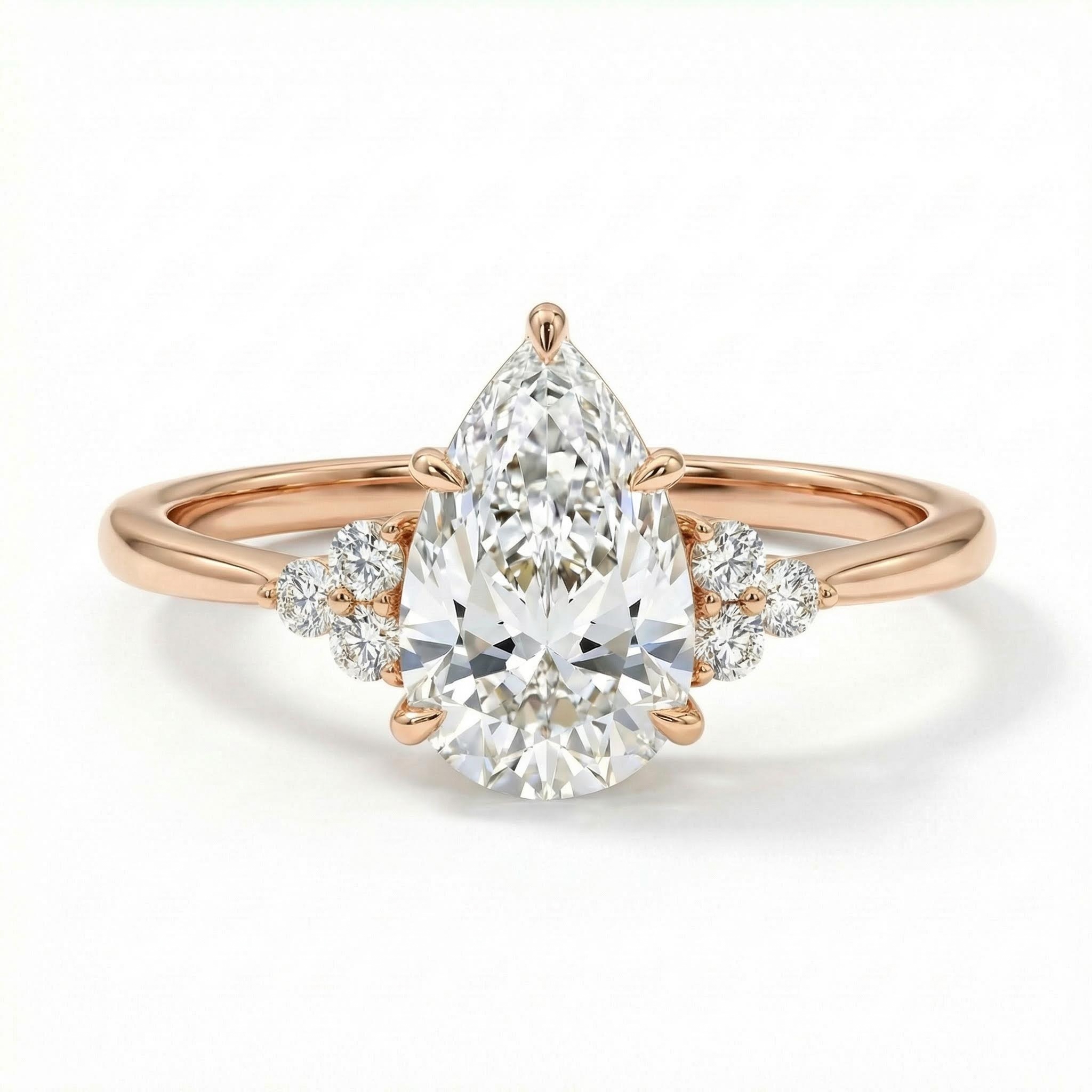 2.15CT Pear & Round Cut VVS Moissanite S925 Silver Engagement Ring 2.15CT Pear & Round Cut VVS Moissanite S925 Silver Engagement Ring