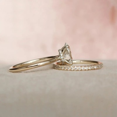 2.6CT Oval & Round Cut VVS Moissante S925 Silver Engagement Ring Set