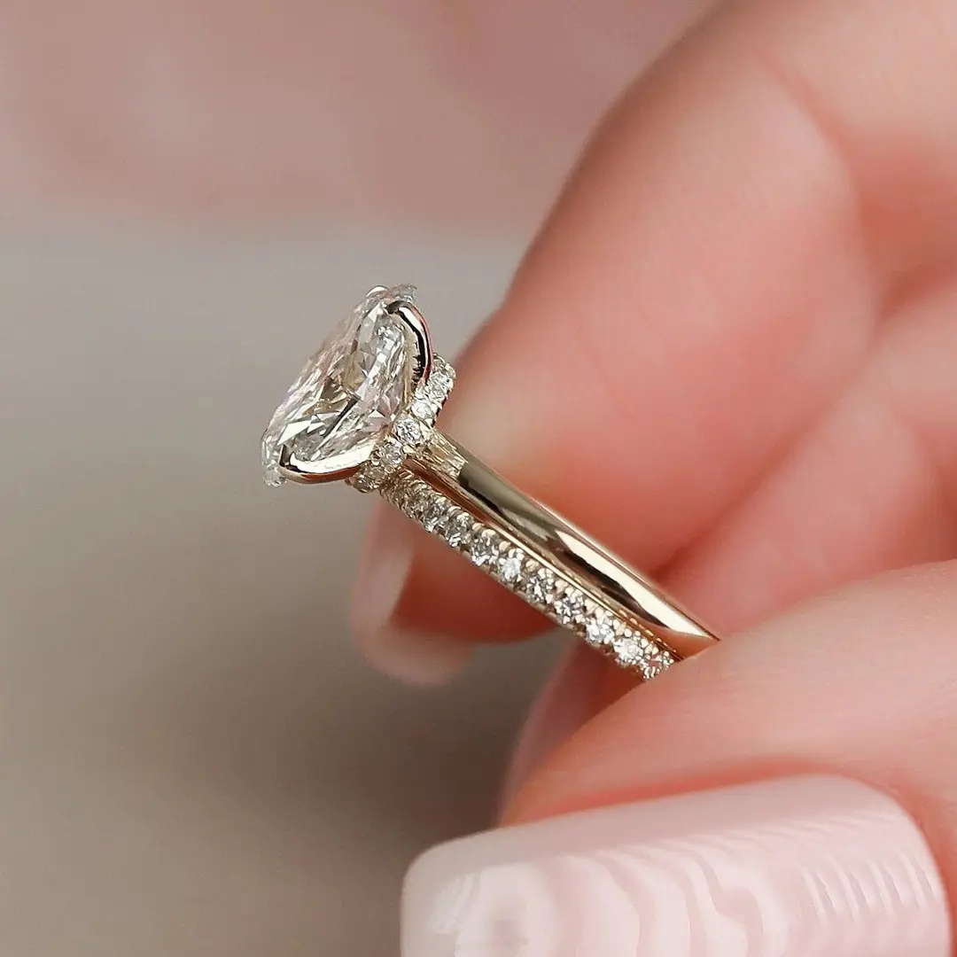 2.6CT Oval & Round Cut VVS Moissanite S925 Silver Engagement Ring Set