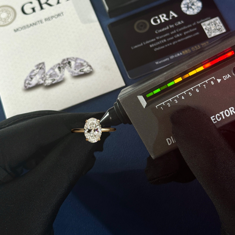 2.6CT Oval & Round Cut VVS Moissanite S925 Silver Engagement Ring Set