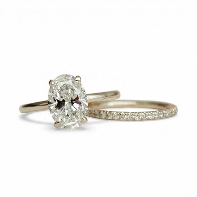 2.6CT Oval & Round Cut VVS Moissanite S925 Silver Engagement Ring Set