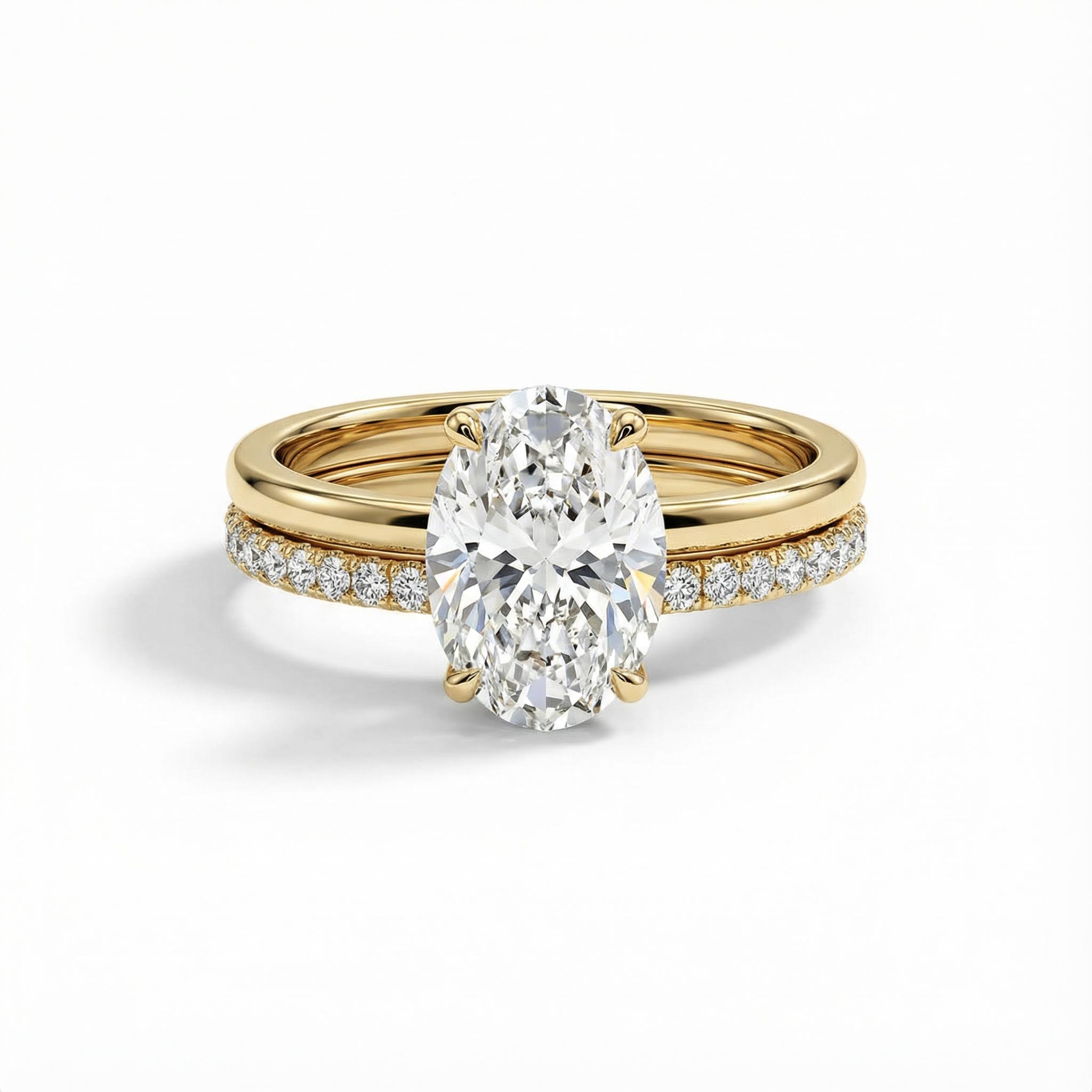 2.6CT Oval & Round Cut VVS Moissanite S925 Silver Engagement Ring Set 2.6CT Oval & Round Cut VVS Moissanite S925 Silver Engagement Ring Set