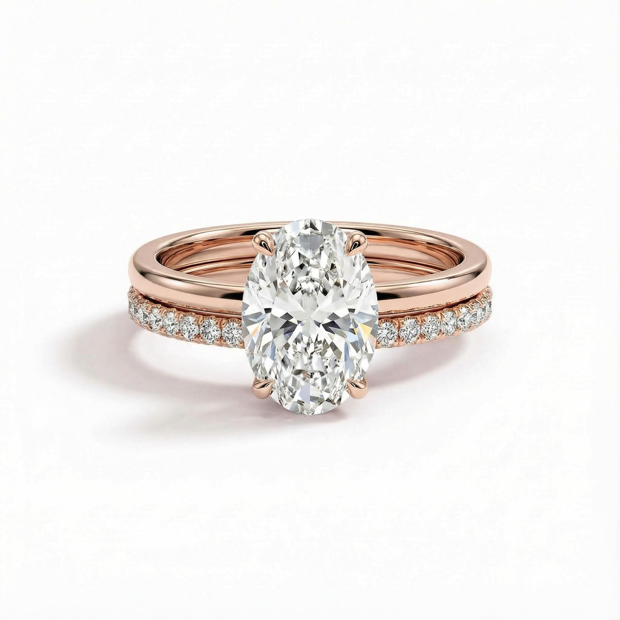 2.6CT Oval & Round Cut VVS Moissanite S925 Silver Engagement Ring Set 2.6CT Oval & Round Cut VVS Moissanite S925 Silver Engagement Ring Set