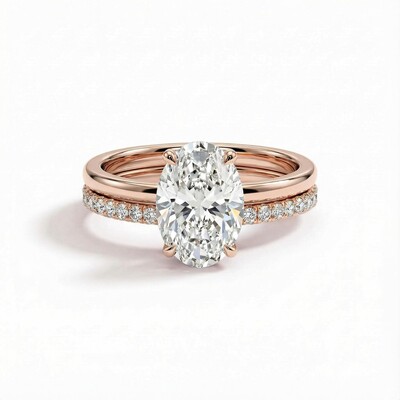 2.6CT Oval & Round Cut VVS Moissanite S925 Silver Engagement Ring Set