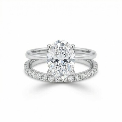 3.24CT Oval & Round Cut VVS Moissanite S925 Silver Engagement Ring Set 3.24CT Oval & Round Cut VVS Moissanite S925 Silver Engagement Ring Set