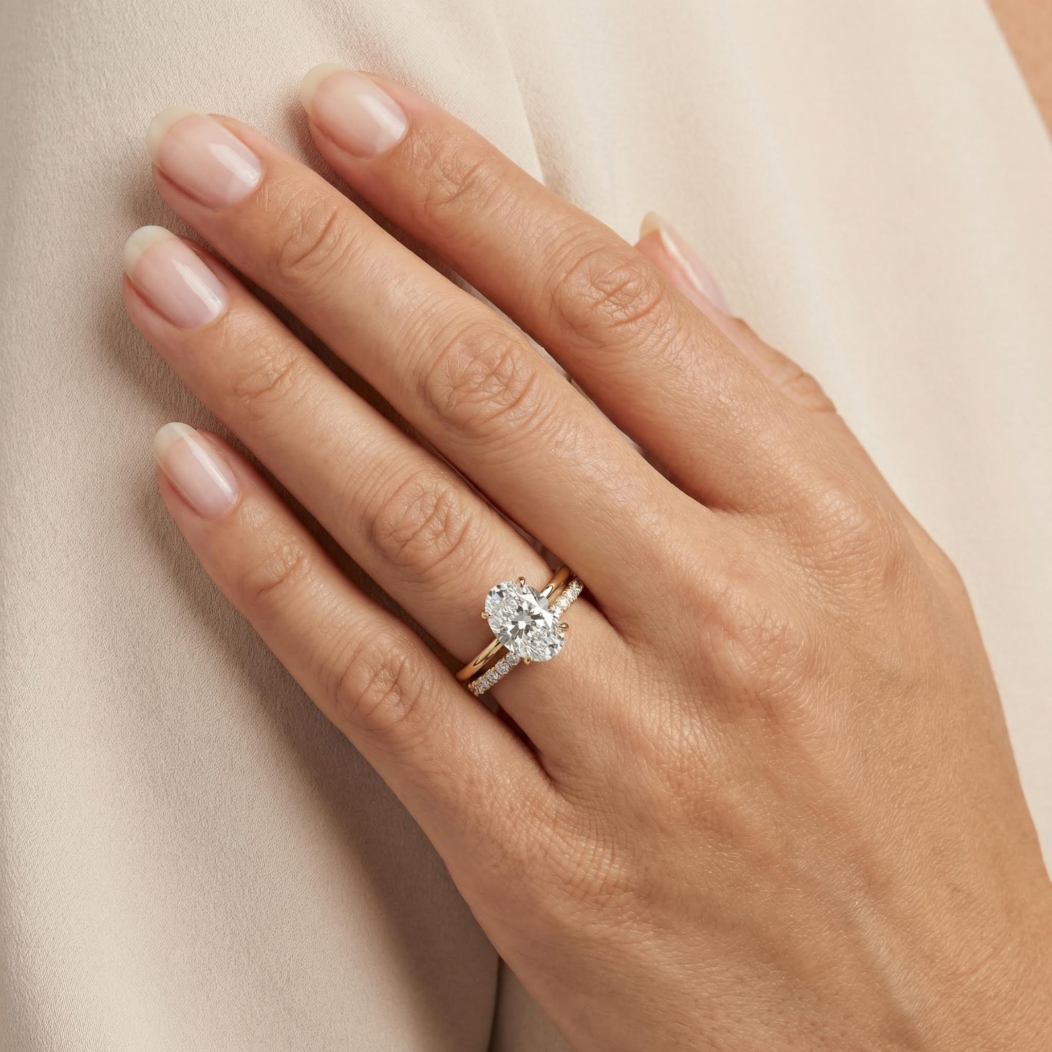 3.24CT Oval & Round Cut VVS Moissanite S925 Silver Engagement Ring Set