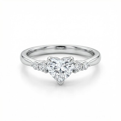 2.4CT Heart & Round Cut VVS Moissanite S925 Silver Engagement Ring 2.4CT Heart & Round Cut VVS Moissanite S925 Silver Engagement Ring