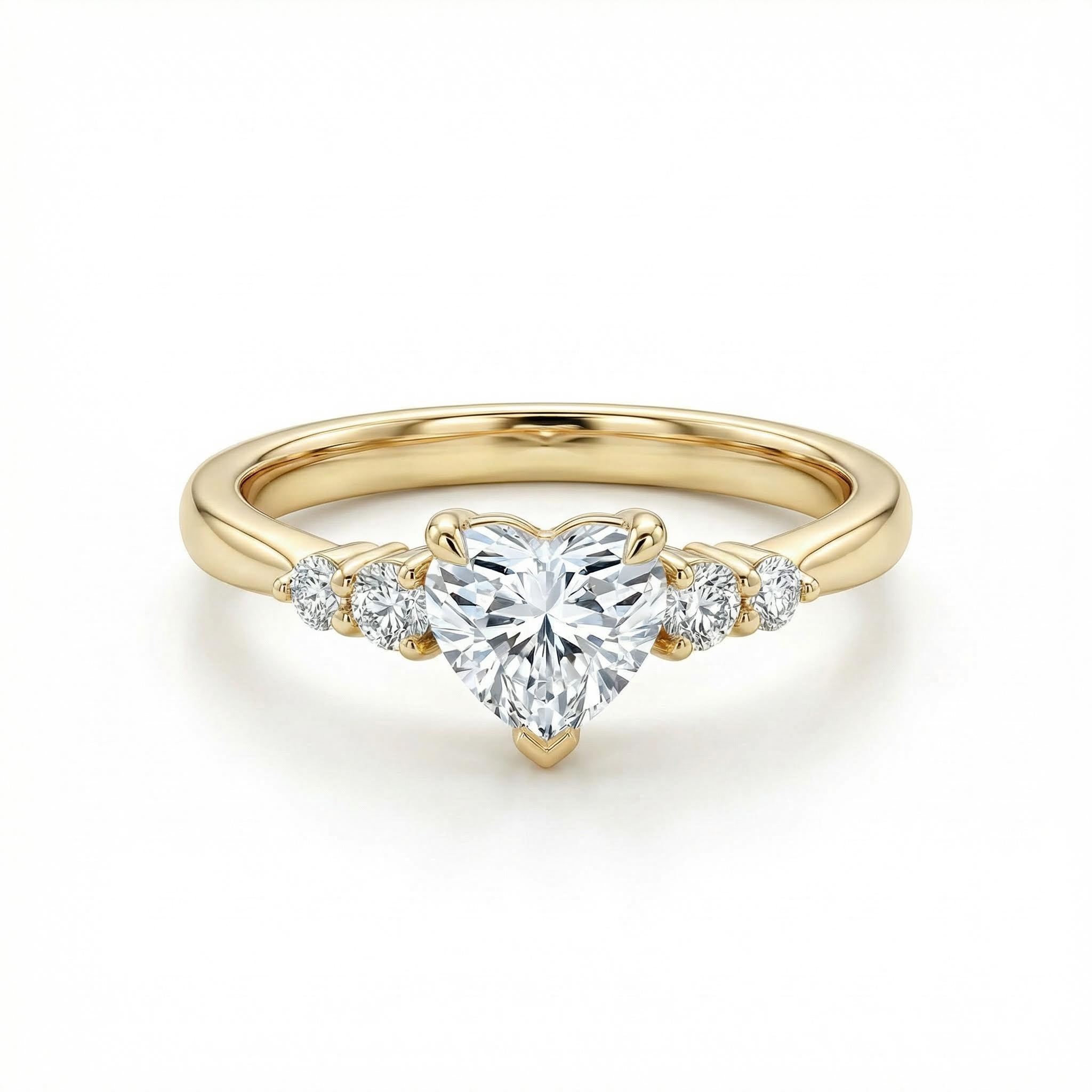 2.4CT Heart & Round Cut VVS Moissanite S925 Silver Engagement Ring