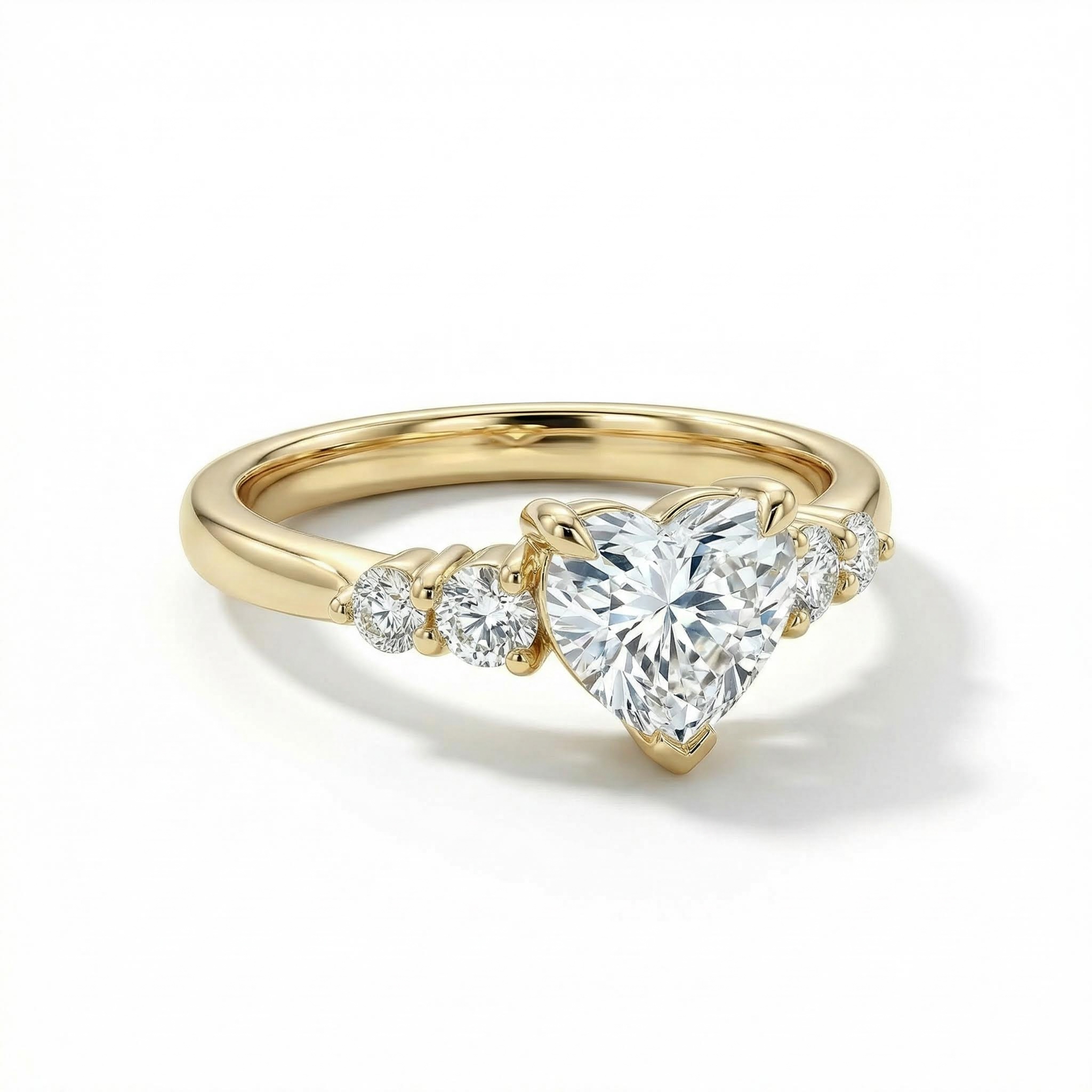 2.4CT Heart & Round Cut VVS Moissanite S925 Silver Engagement Ring