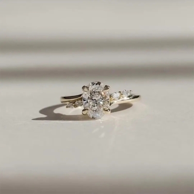 2.12CT Oval & Marquise Cut VVS Moissante S925 Silver Engagement Ring