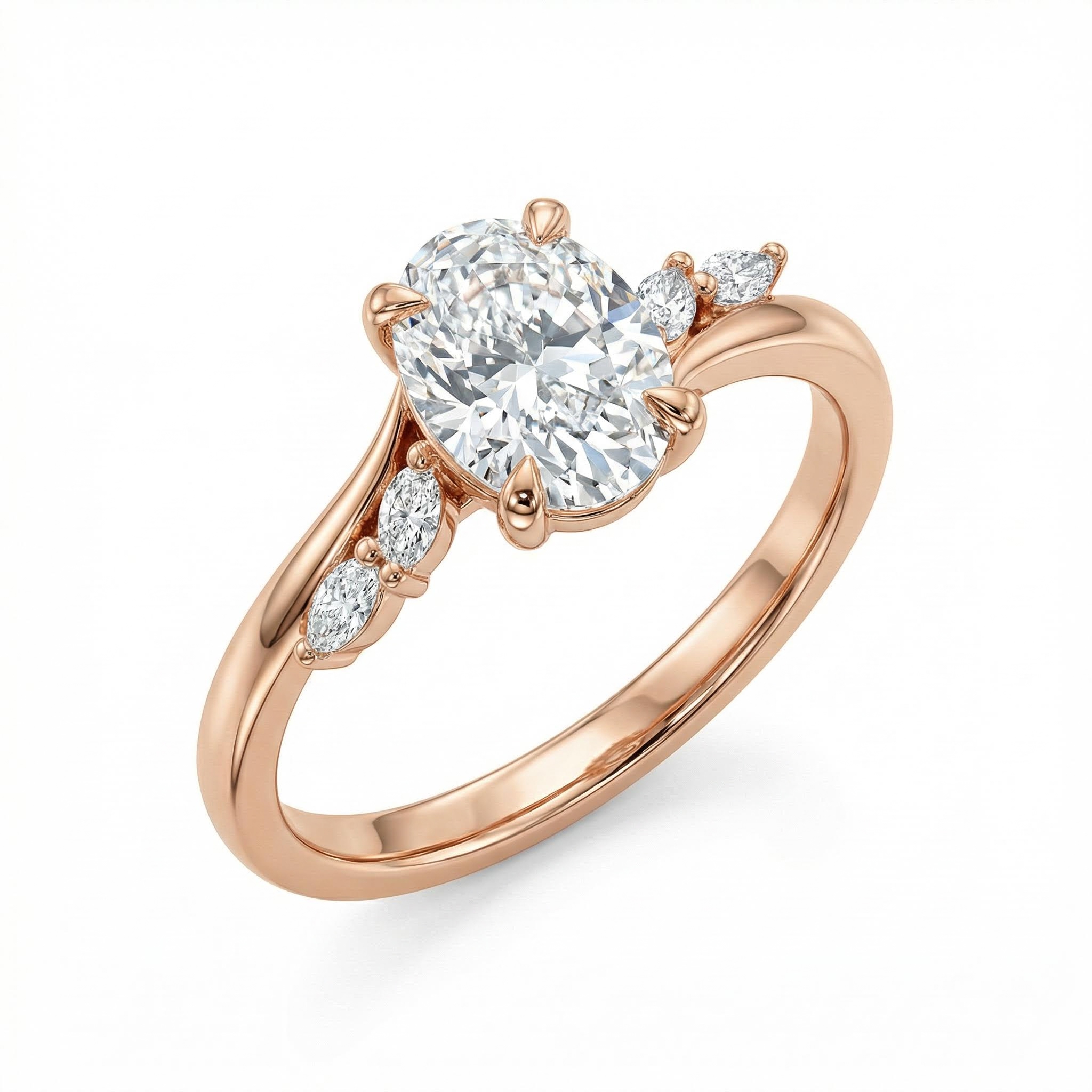 2.12CT Oval & Marquise Cut VVS Moissanite S925 Silver Engagement Ring