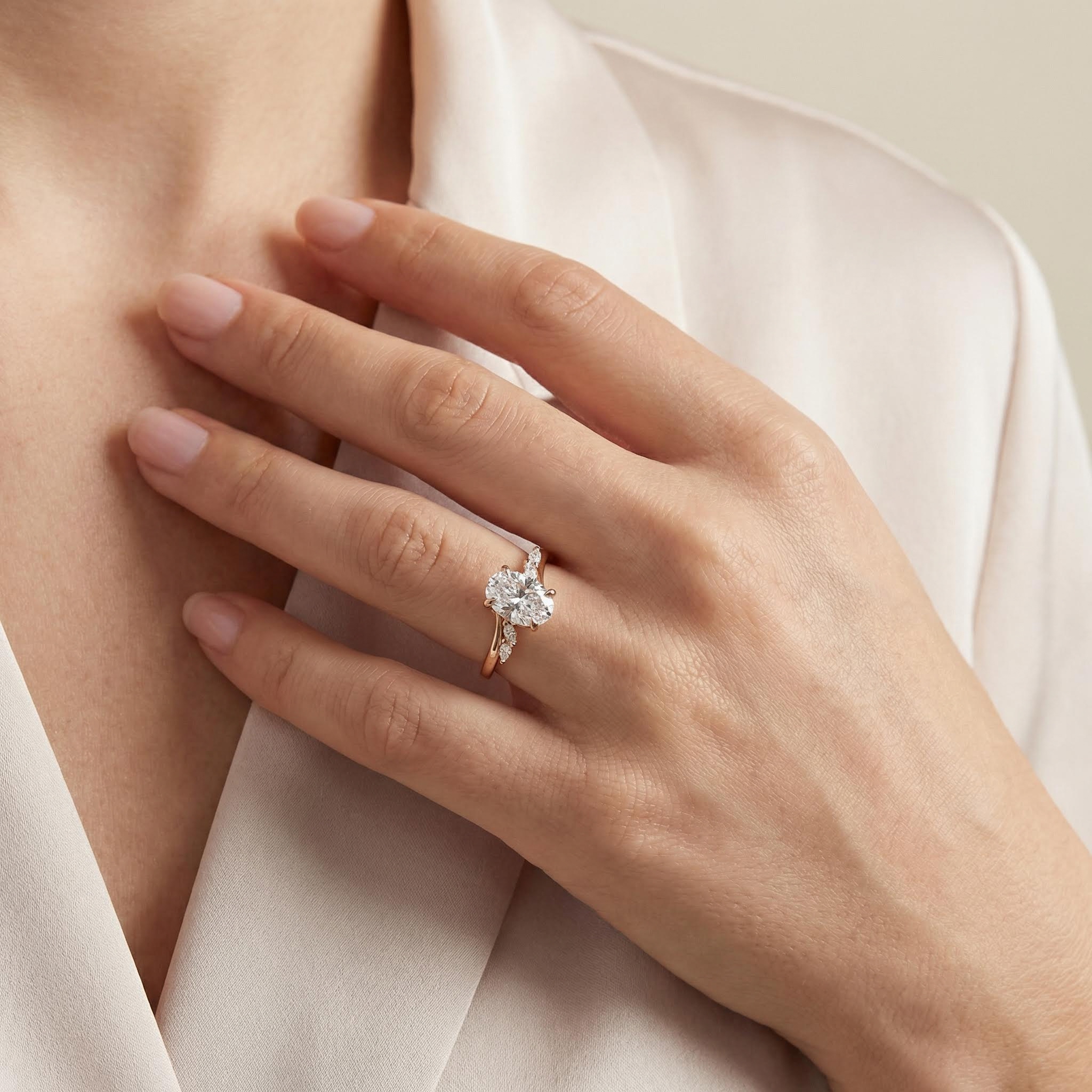 2.12CT Oval & Marquise Cut VVS Moissanite S925 Silver Engagement Ring