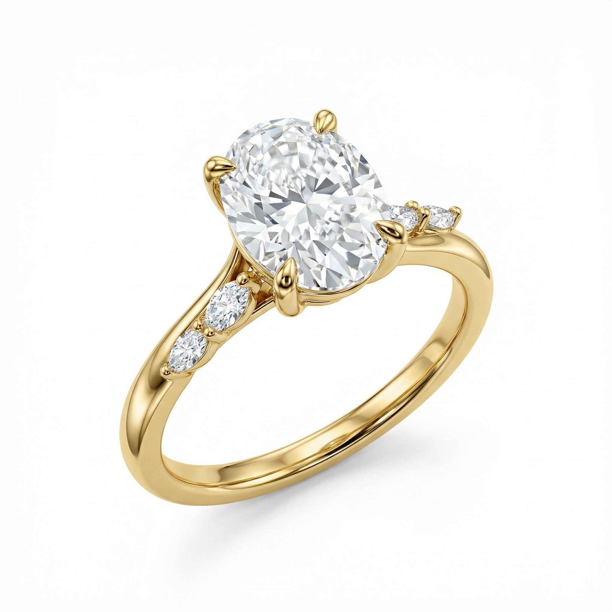 2.12CT Oval & Marquise Cut VVS Moissanite S925 Silver Engagement Ring