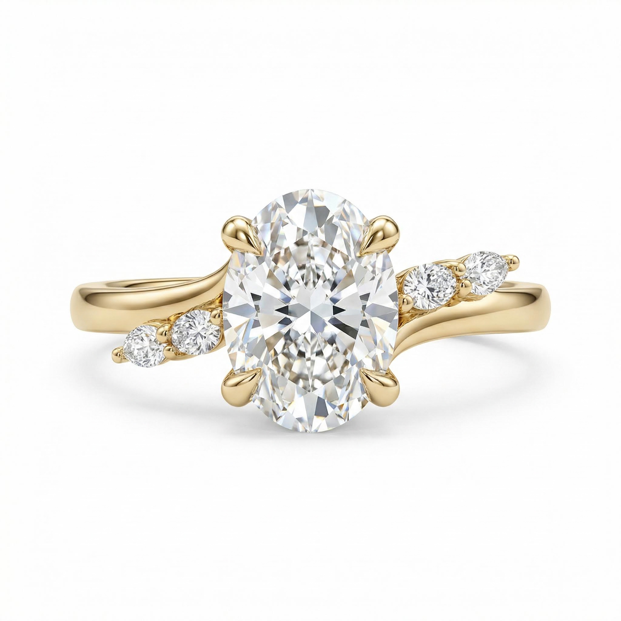 2.12CT Oval & Marquise Cut VVS Moissanite S925 Silver Engagement Ring