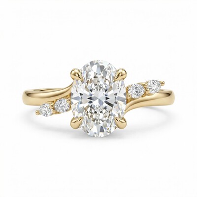 2.12CT Oval & Marquise Cut VVS Moissanite S925 Silver Engagement Ring 2.12CT Oval & Marquise Cut VVS Moissanite S925 Silver Engagement Ring