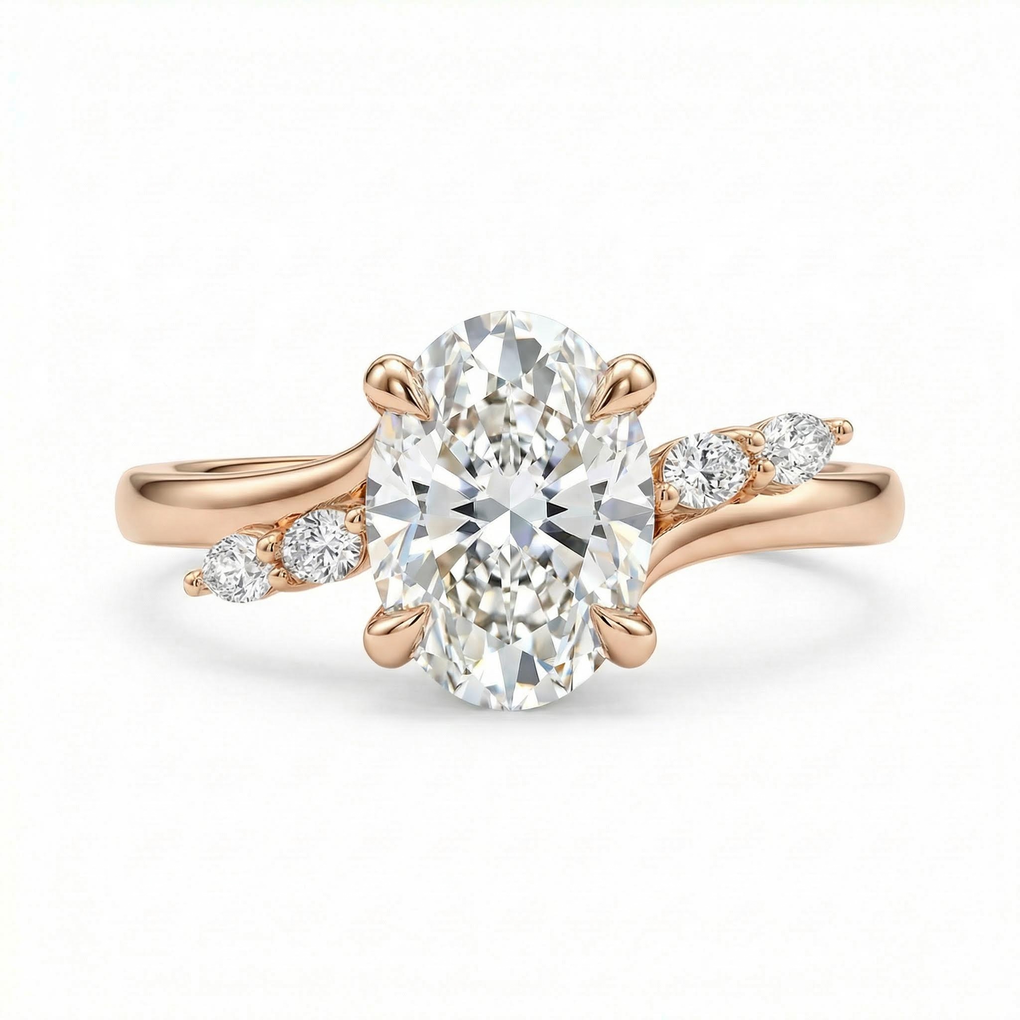 2.12CT Oval & Marquise Cut VVS Moissanite S925 Silver Engagement Ring