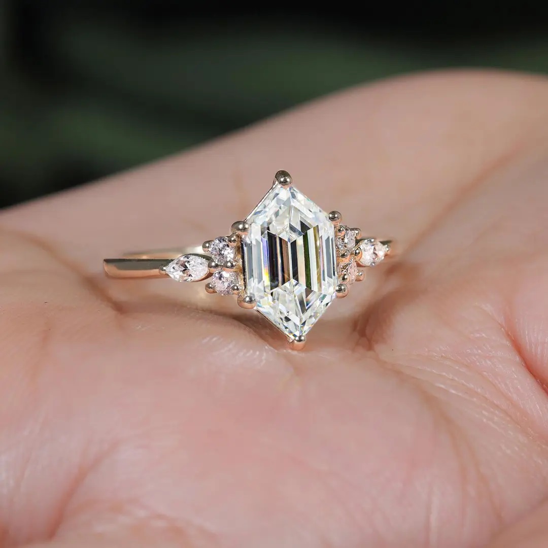 2.26CT Long Hexagon Cut VVS Moissante S925 Silver Engagement Ring 2.26CT Long Hexagon Cut VVS Moissante S925 Silver Engagement Ring