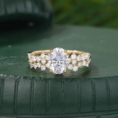 2.66CT Oval & Round Cut VVS Moissante S925 Silver Engagement Ring Set