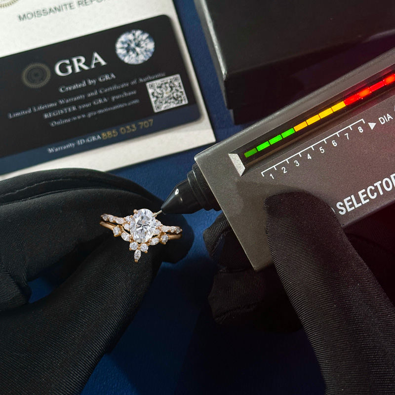 3.07CT Oval & Round Cut VVS Moissanite S925 Silver Engagement Ring Set