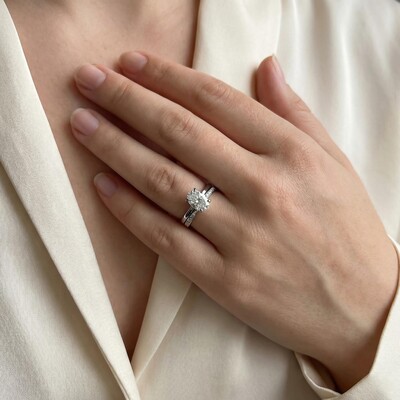 2.2CT Oval & Round Cut VVS Moissanite S925 Silver Engagement Ring Set