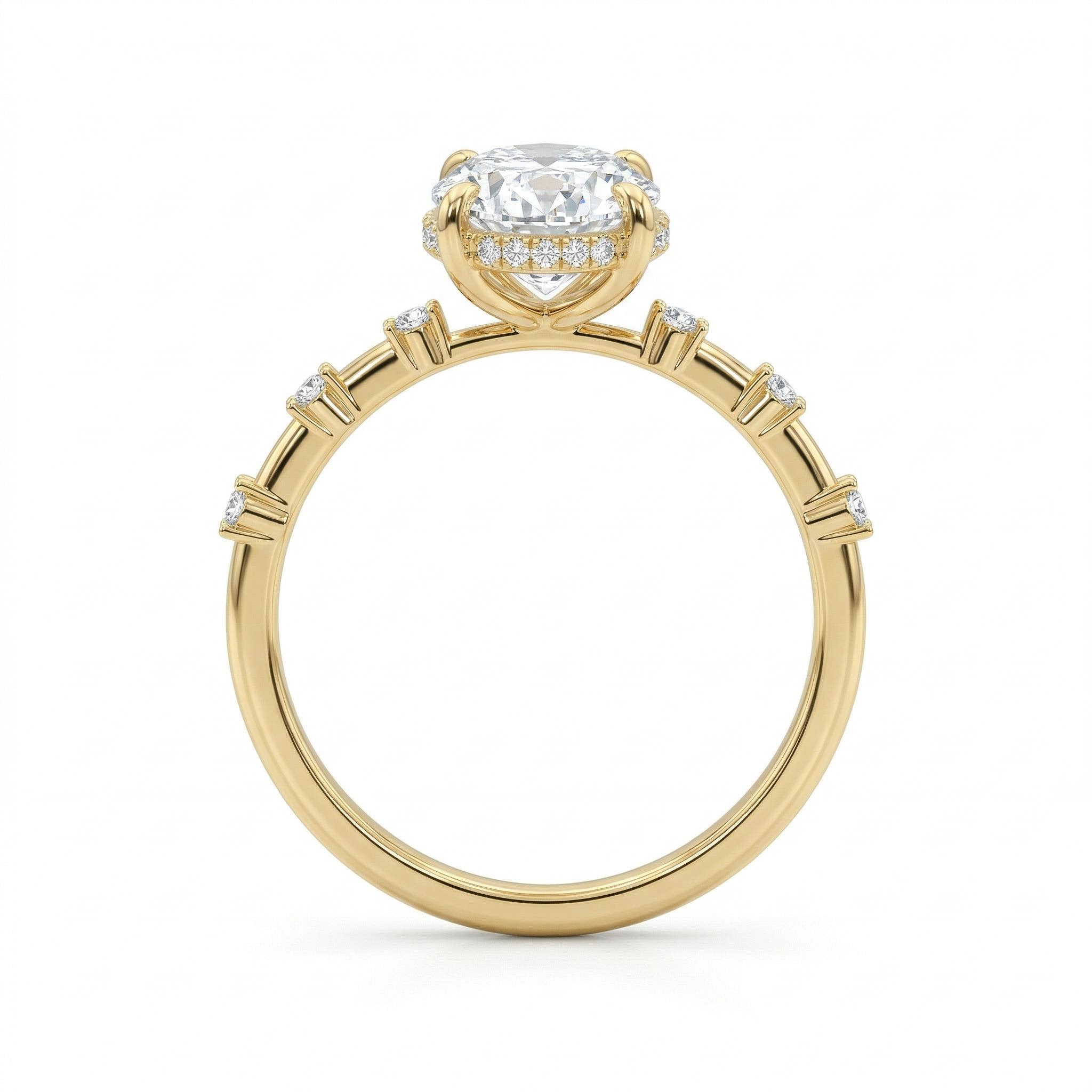 2.5CT Oval Cut VVS Moissanite S925 Silver Halo Engagement Ring