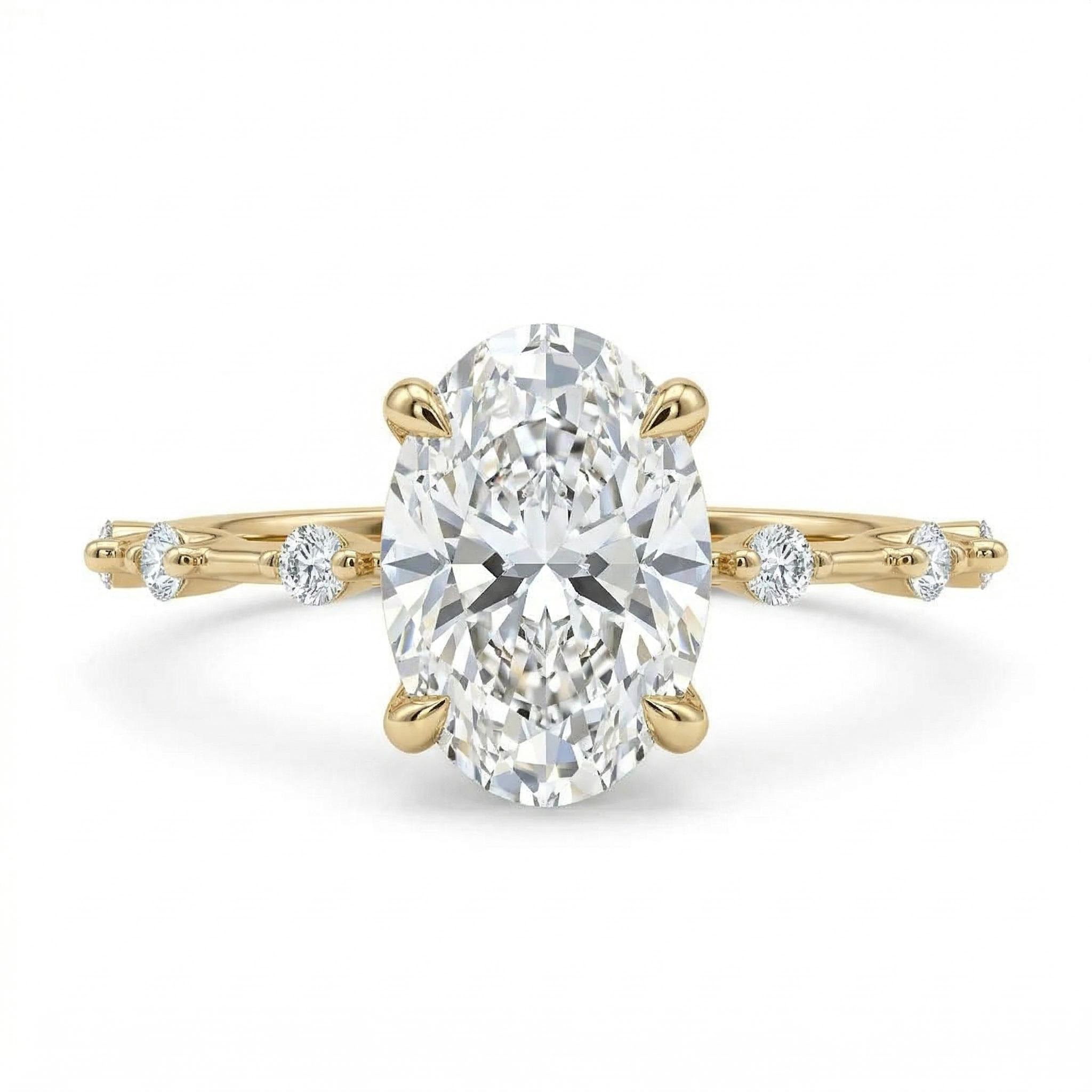 2.5CT Oval Cut VVS Moissanite S925 Silver Halo Engagement Ring
