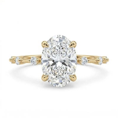 2.5CT Oval Cut VVS Moissanite S925 Silver Halo Engagement Ring