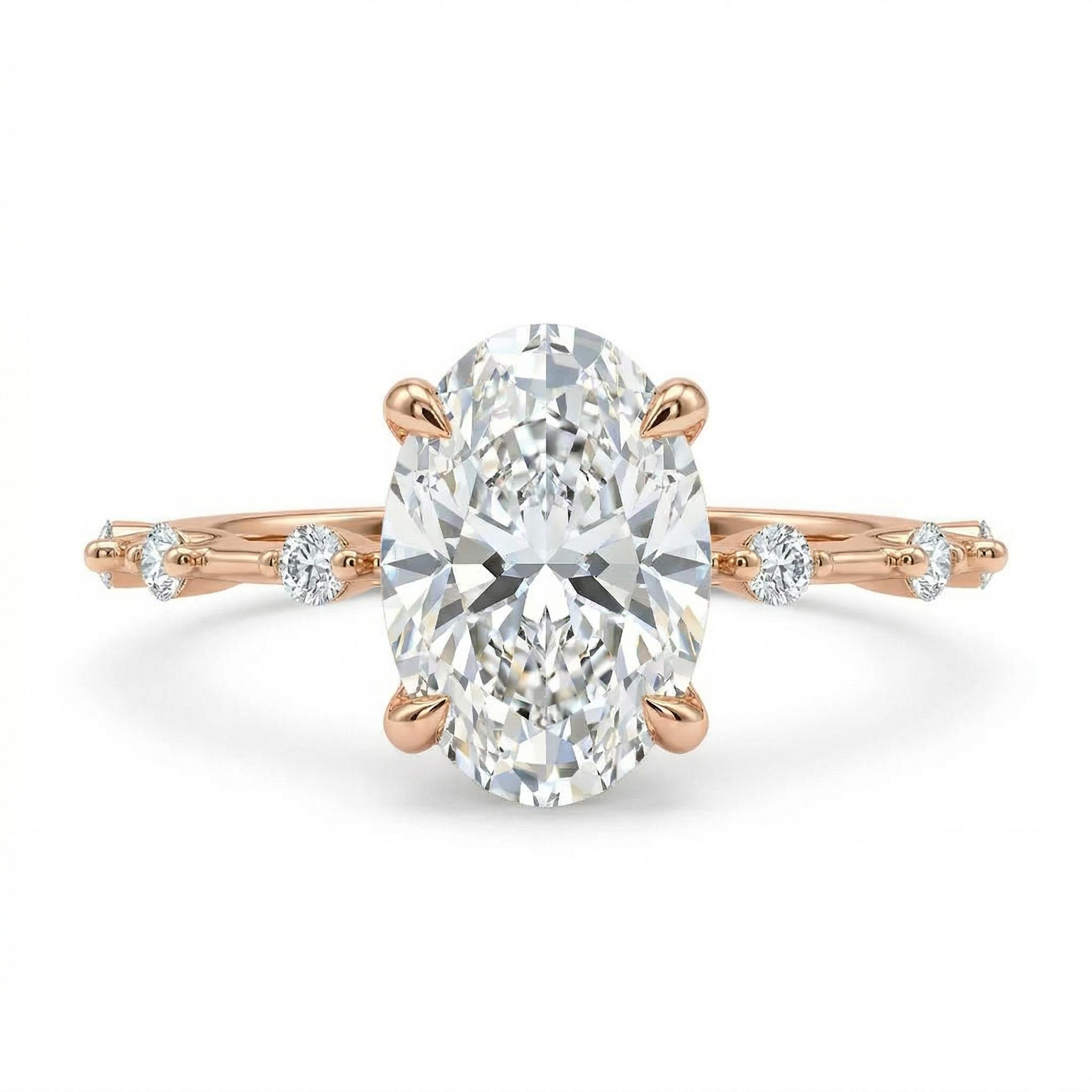 2.5CT Oval Cut VVS Moissanite S925 Silver Halo Engagement Ring