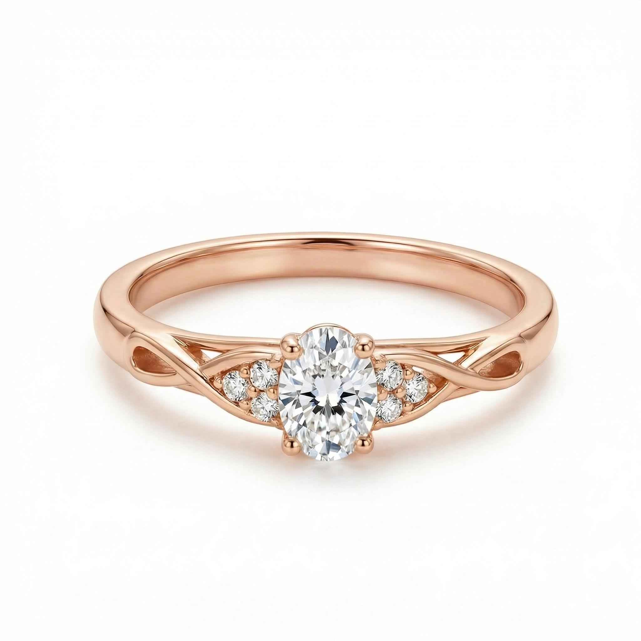 1.18CT Oval & Round Cut VVS Moissanite S925 Silver Engagement Ring