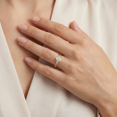 1.18CT Oval & Round Cut VVS Moissanite S925 Silver Engagement Ring