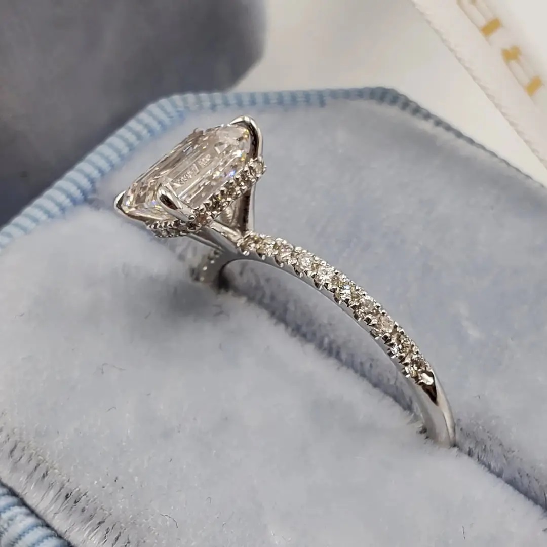 3.2CT Emerald Cut VVS Moissanite S925 Silver Engagement Ring