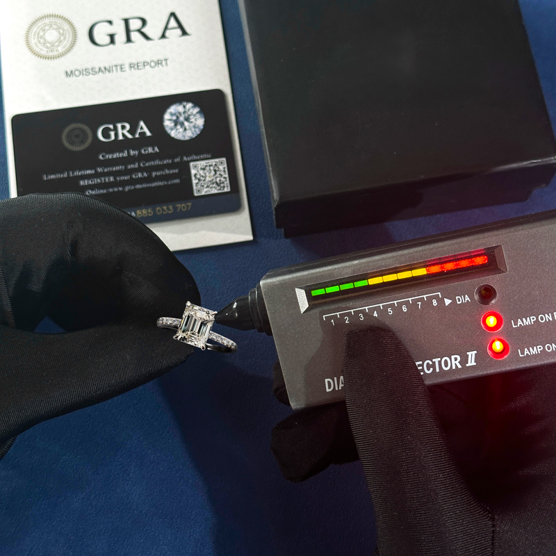 3.2CT Emerald Cut VVS Moissanite S925 Silver Engagement Ring