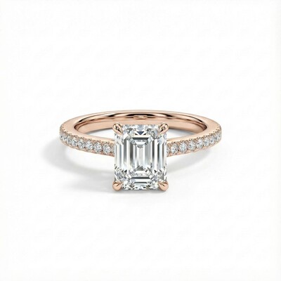 3.2CT Emerald Cut VVS Moissanite S925 Silver Engagement Ring