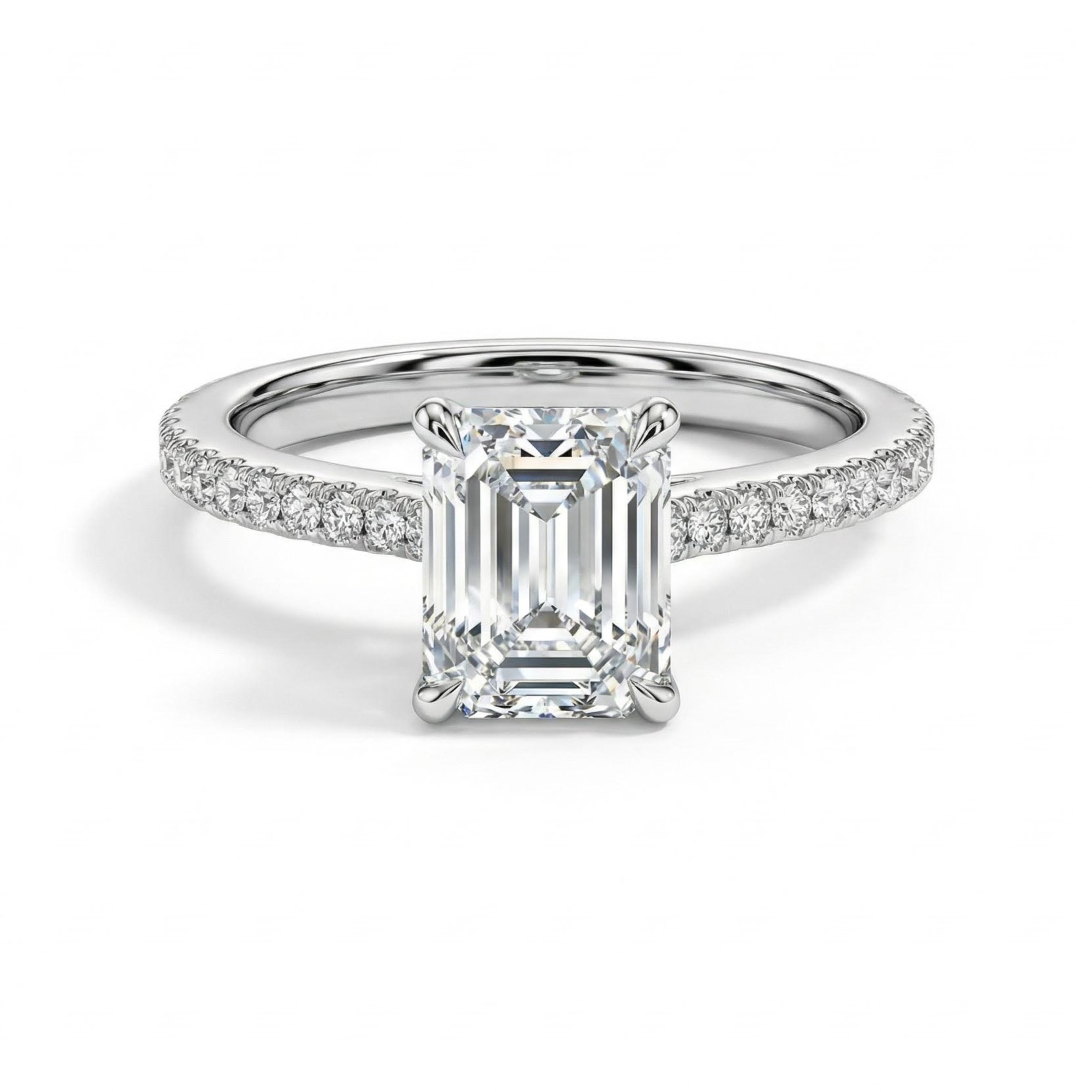2.49ct. tw. Emerald Cut VVS Moissanite S925 Silver Engagement Ring
