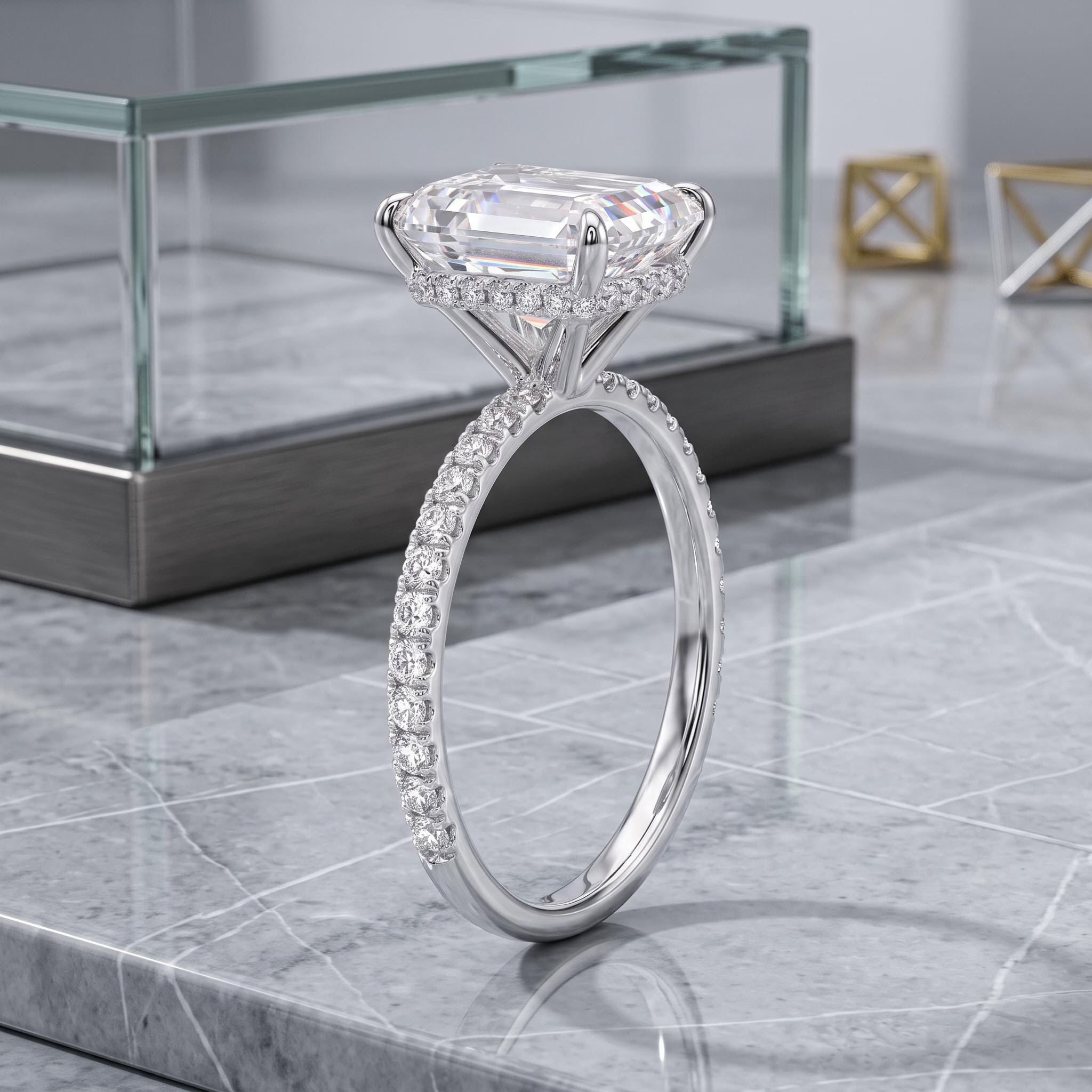 2.49ct. tw. Emerald Cut VVS Moissanite S925 Silver Engagement Ring 2.49ct. tw. Emerald Cut VVS Moissanite S925 Silver Engagement Ring