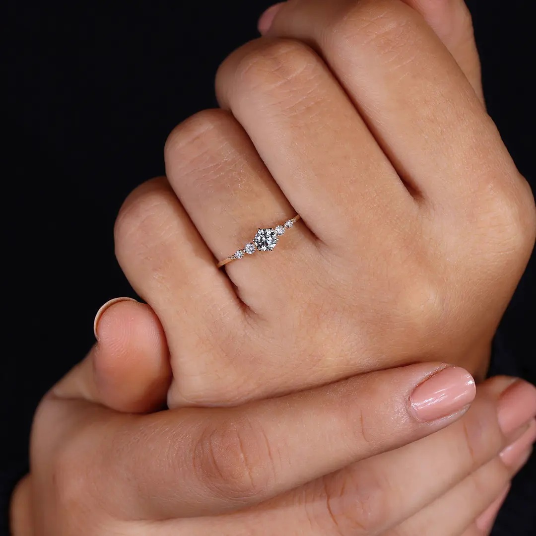 0.68CT Round Cut VVS Moissanite S925 Silver Engagement Ring